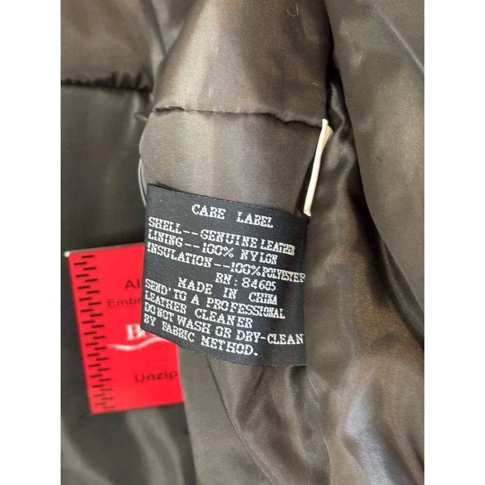 Burk's Bay Genuine Leather Bomber Jacket NRA Life Member Men's Size M Black